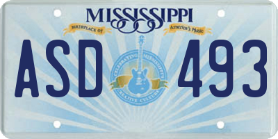 MS license plate ASD493