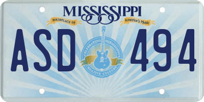 MS license plate ASD494