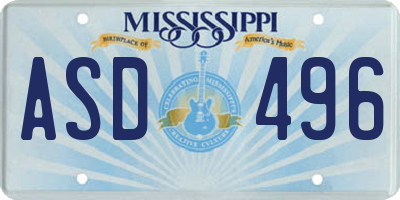 MS license plate ASD496
