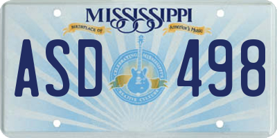 MS license plate ASD498