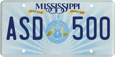 MS license plate ASD500