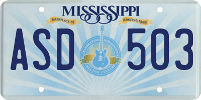 MS license plate ASD503