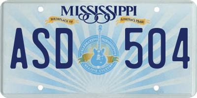 MS license plate ASD504
