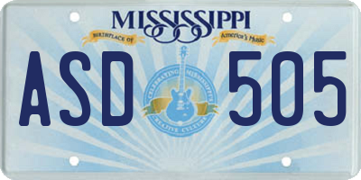 MS license plate ASD505