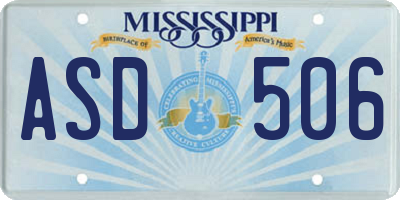 MS license plate ASD506
