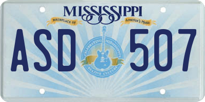 MS license plate ASD507