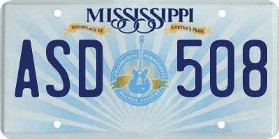 MS license plate ASD508