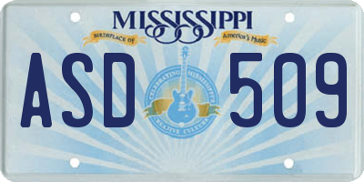 MS license plate ASD509