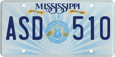 MS license plate ASD510