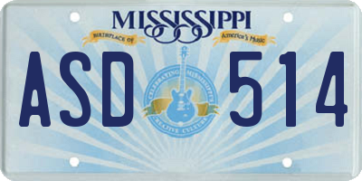 MS license plate ASD514