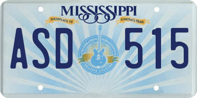 MS license plate ASD515
