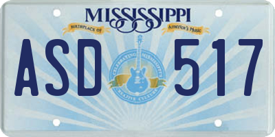 MS license plate ASD517