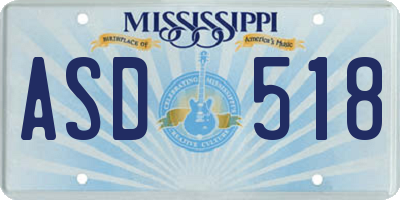 MS license plate ASD518