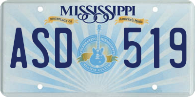 MS license plate ASD519
