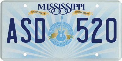 MS license plate ASD520