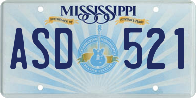 MS license plate ASD521