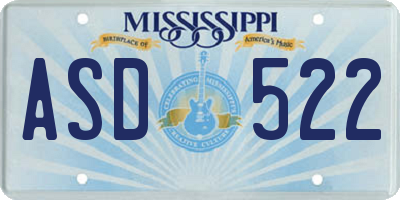 MS license plate ASD522