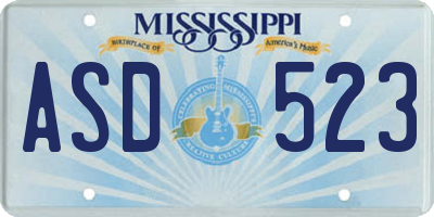 MS license plate ASD523