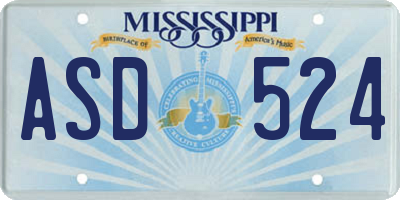 MS license plate ASD524
