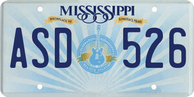 MS license plate ASD526