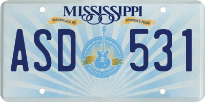MS license plate ASD531