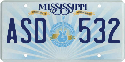 MS license plate ASD532
