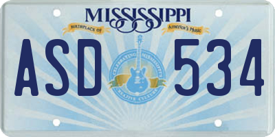 MS license plate ASD534