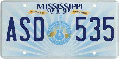 MS license plate ASD535