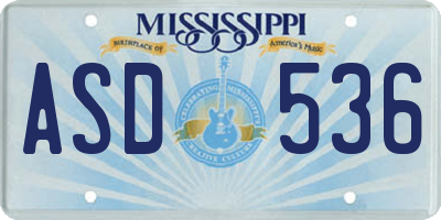 MS license plate ASD536