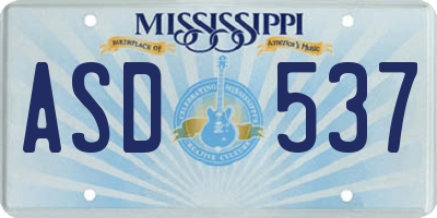 MS license plate ASD537
