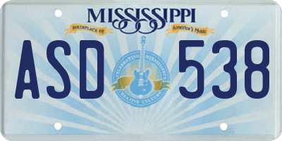 MS license plate ASD538