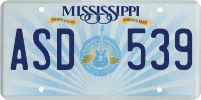 MS license plate ASD539