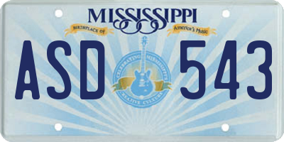 MS license plate ASD543