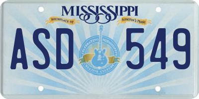 MS license plate ASD549
