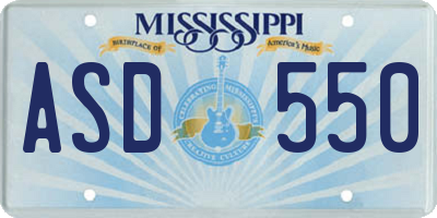 MS license plate ASD550