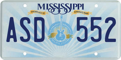 MS license plate ASD552