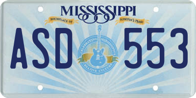 MS license plate ASD553