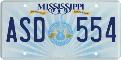MS license plate ASD554