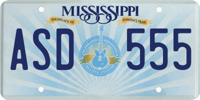 MS license plate ASD555