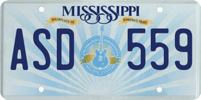 MS license plate ASD559