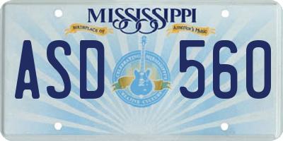 MS license plate ASD560