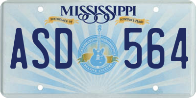 MS license plate ASD564