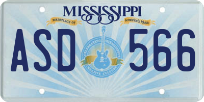 MS license plate ASD566