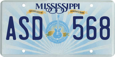 MS license plate ASD568