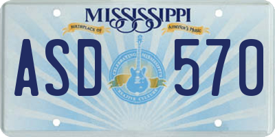MS license plate ASD570