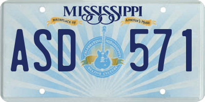 MS license plate ASD571