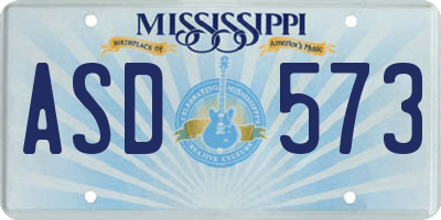 MS license plate ASD573