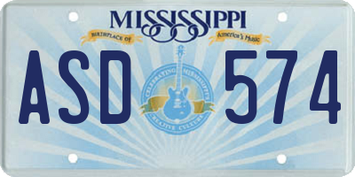 MS license plate ASD574