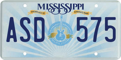 MS license plate ASD575