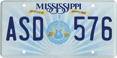 MS license plate ASD576
